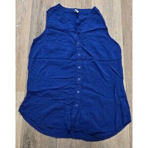 Old‎ Navy Women’s small rayon tunic Loose Fit Tank Top blue button up